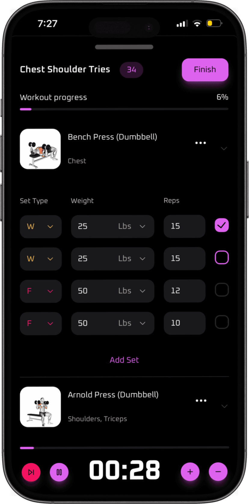 Perform Workout Screen